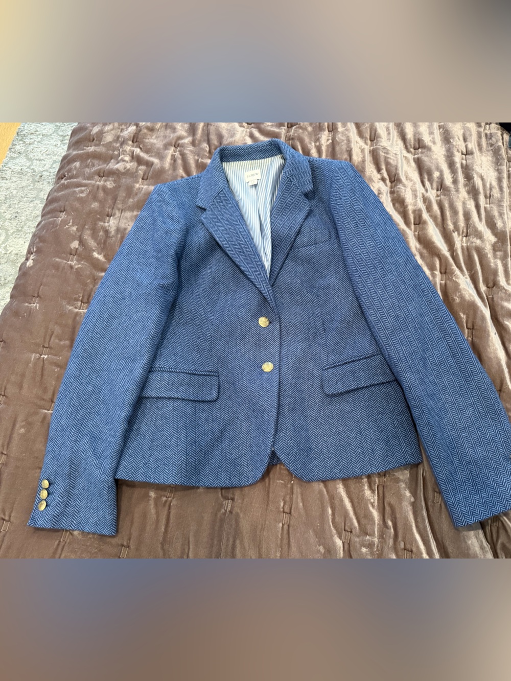 J.Crew Factory Wool blend schoolboy blazer - Blue Herringbone